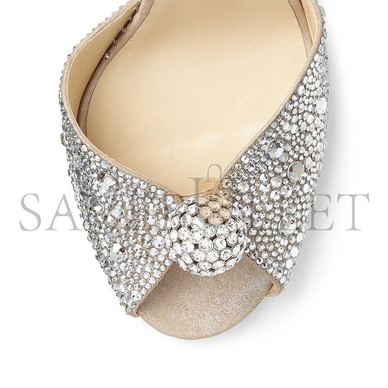 J1m*y Ch00 nude suede sandals with hotfix crystals and sphere detail sacora100phz